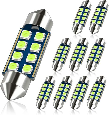 36MM Festoon 6418 DE3423 DE3425 Ice Blue Color Extra Bright LED لمبات السيارة الداخلية أضواء لوحة الترخيص خريطة قبة صندوق السيارة باب المجاملة ضوء 8-SMD شرائح Canbus خالية من الأخطاء in Kuwait