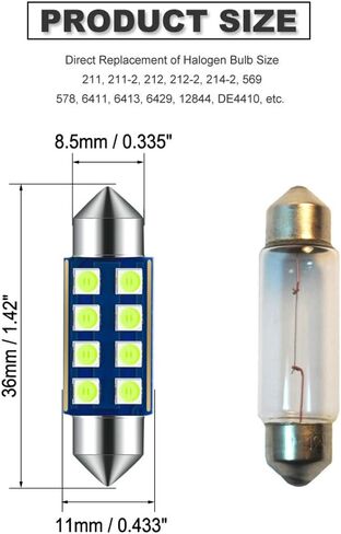 36MM Festoon 6418 DE3423 DE3425 Ice Blue Color Extra Bright LED لمبات السيارة الداخلية أضواء لوحة الترخيص خريطة قبة صندوق السيارة باب المجاملة ضوء 8-SMD شرائح Canbus خالية من الأخطاء in Kuwait