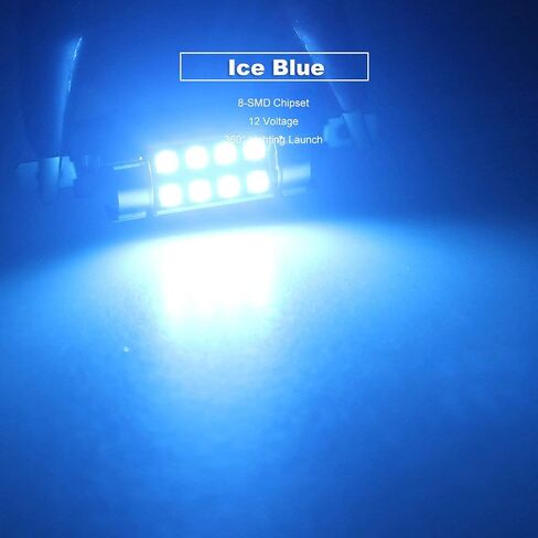 36MM Festoon 6418 DE3423 DE3425 Ice Blue Color Extra Bright LED لمبات السيارة الداخلية أضواء لوحة الترخيص خريطة قبة صندوق السيارة باب المجاملة ضوء 8-SMD شرائح Canbus خالية من الأخطاء in Kuwait