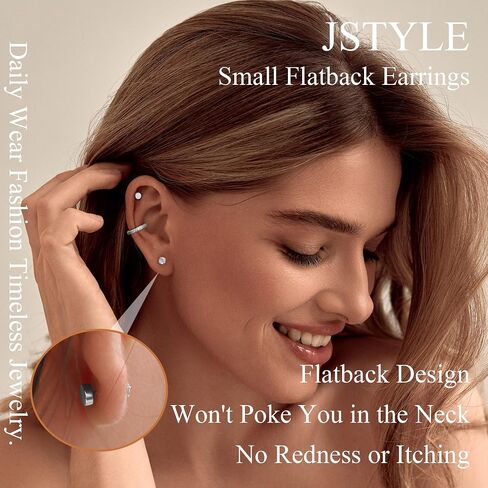 Jstyle Hypoallergenic Earrings for Sensitive Ears-20G Flat Back Earrings for Women Men-Small Surgical Steel Stud Earrings Huggie Hoop Cartilage Nap Earring Sets in Saudi Arabia