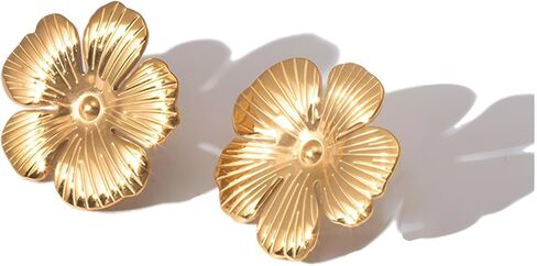 أقراط على شكل زهرة أقراط ذهبية مكتنزة أقراط عصرية للنساء مجوهرات الأزياء in Kuwait