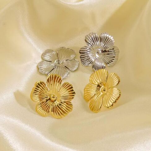 أقراط على شكل زهرة أقراط ذهبية مكتنزة أقراط عصرية للنساء مجوهرات الأزياء in Kuwait