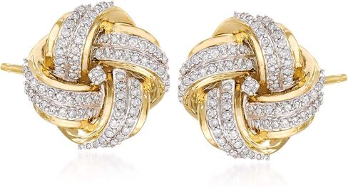 Ross-Simons 0.50 ct. t.w. Diamond Love Knot Stud Earrings in 14kt Yellow Gold in Saudi Arabia
