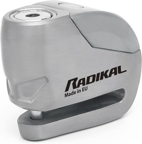 إنذار قفل قرص RADIKAL RK9Z 120 ديسيبل، زر تشغيل، وظيفة تحذير، بطارية طويلة الأمد، مقاومة للماء بنسبة 100%، معدن، قفل فرامل عجلة عالمي مضاد للسرقة للدراجات النارية، سكوتر، دراجة، سكوتر كهربائي in Kuwait