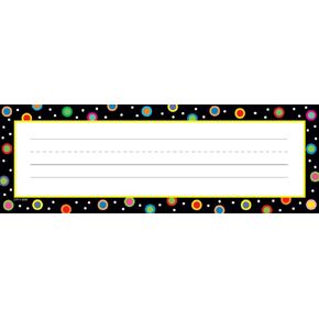 Creative Teaching Press Dots on Black Name Plates (4499), Multi/Black, 3-1/2 X 9 in