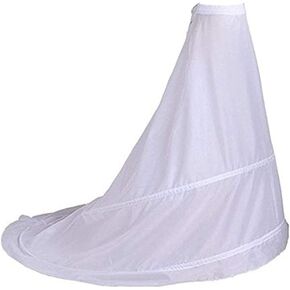 Women's White 2 Hoops Floor Length Tailing Petticoat Crinoline Underskirt Slips for Mermaid Wedding Dress