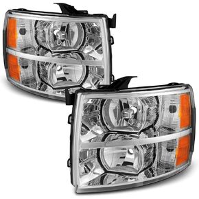 Headlights Assembly for 2007 2008 2009 2010 2011 2012 2013 Chevy Silverado 1500, 07-14 Silverado 2500HD 3500H DHeadlight, 07 Silverado New Body Style Headlights Headlamp, Chrome Housing Amber Corner in Saudi Arabia