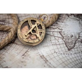 Decorative Brass Sundial Compass in Shiny Finish I Antique Nautical Vintage Compass