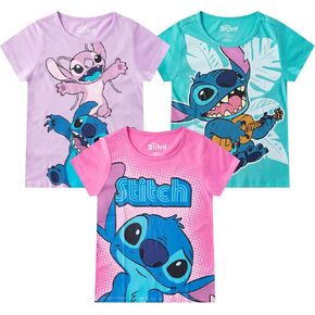 Disney Lilo & Stitch Girls 3 Pack Short Sleeve T-Shirt for Big Kids