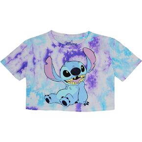 Junior Stitch Tie Dye Crop Top, Disney Shirt for Girls, Blue