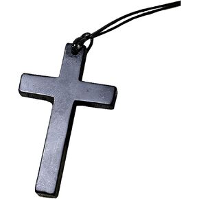 Shungite Stone Cross Pendant Black Natural Stone Cross Pendant Jewelry for Men and Women