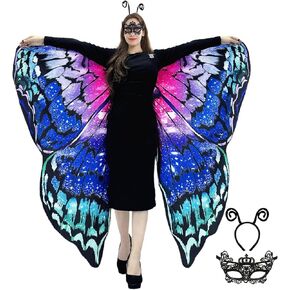 Double Sided Printing Butterfly Costume for Women, Butterfly Wings for Adults Halloween Costumes Party