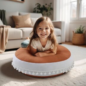 Large Floor Pillow Kids Round Floor Cushion Seating, 20 inches Big Circle Pillow, Round Floor Pillows Seating for Children, Oversized Mat for Reading Nook Teepee Playroom Nursery, Bright Pink