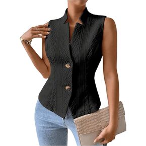 Milumia Women's Sleeveless Blazer Jackets Dressy Casual Lightweight Button Front Work Office Vest Tops