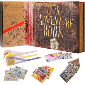 Our Adventure Book Travel Diary Photo Book,Scrapbook, Photo Album,Retro Style Travel Souvenir, Vintage Guestbook DIY Anniversary Wedding Travel Writing Baby Friend Gift, Heartfelt Present(Ball)