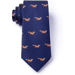 Men's Hipster Navy Blue Prowling Foxes Fox Tie Necktie