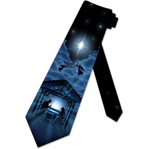 Christmas Nativity Ties Mens Religious Necktie Holiday Accessory Manger Scene Tie