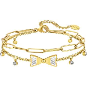 YeGieonr Gold Bracelets for Women Trendy, Charm Bracelet with 18k Gold Plated, Stainless Steel Jewelry Gifts for Women