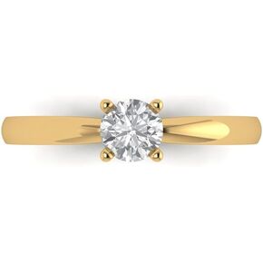 Clara Pucci 0.50 ct Round Cut Solitaire Genuine Moissanite Wedding Bridal Designer Anniversary Engagement Ring in 14k Yellow Gold