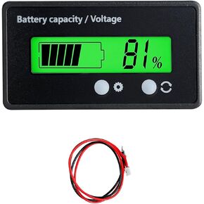12V 24V 36V 48V 60V 72V 84V Golf Cart Battery Meter, Battery Capacity Indicator with LCD Display Backlight, Waterproof Monitor Gauge Digital Voltmeter Tester for Car Golf Cart (Green)