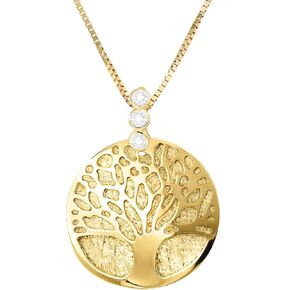 Lucchetta - Sapphires Tree of Life Pendant Necklace in 14k Gold | Delicate Italian Jewelry from Itay | 16+2 inch Chain for Womens