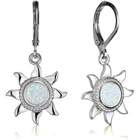 Opal Sun Dangle Leverback Earrings for Women Teen Girls Sunflower Drop Huggie Hoops Earring Fashion Jewelry Gifts Christms Birthday