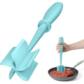 Meat Chopper, Hamburger Chopper, Premium Heat Resistant Masher and Smasher for Hamburger Meat, Ground Beef, Ground Turkey and More, Nylon Ground Beef Chopper Tool and Meat Fork, Mix Chopper-Aqua