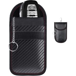 Faraday Pouch for Key Fob Protector，Car Key case Protective Bag，Anti-Hacking Faraday Cage,RFID Frequency Pouch Signal Blocker Protection Device,Anti-theft Car Key Pouch Carbon Fiber Texture