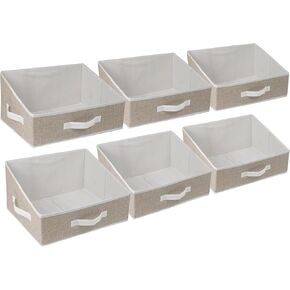 6 Pack Closet Storage Bins for Shelves, Shelf Baskets for Organization,Closet Organizers and Storage,Trapezoid Storage Bin Closet Shelf Organizer for Clothes,Toys,Towel,Book,Baby Clothing (6PC-Coffee)