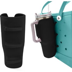 Bogg Bag Cup Holder for Stanley, Drink Cup Holder for Bogg Bag 40 Oz Water Bottle Holder Attachment Automotive Cup Holders Compatible with All Bogg Bag/Simply Southern Beach Tote Bag(Black)