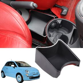 Car Console Storage Box Organizer Tray Compatible with Fiat 500 2007-2015 Central Control Water Cup Holder Storage Box Organizer Tray (Handbrake)