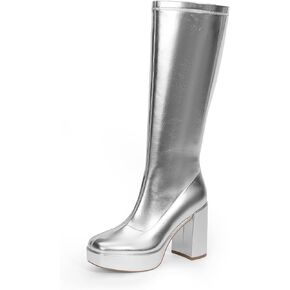 DREAM PAIRS Women's Platform Knee High Boots Chunky Block Heel Side Zipper Cute Gogo Boots