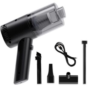 Ajxn 1 PC Wired Car Vacuum Cleaner, Small High Power Handheld Vacuum, 120W Strong Suction Motor, Detailing Kit Essentials for Car Interior and Home Cleaning, with Filter and Nozzles (Wireless)