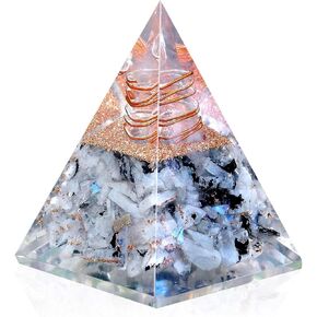 Inspirational Orgonite Pyramid Good Luck- Rainbow Moonstone Crystals Orgone Pyramid Positive Energy - Orgone Generator Crystal Pyramid - Organite Orgone Pyramid Spiritual Gift - Enhance Success