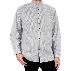 Mens Vintage Style Grandfather Shirt Cotton