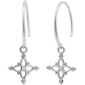 Boma Jewelry Sterling Silver Bohemian Star Pull Though Backless Hoop Earrings