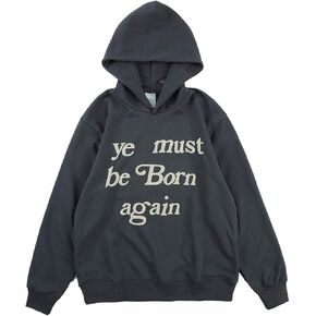 Chainsaw Man Men's Hoodies Ye Must Be Born Again Letter Graphic Printing Hoodie Men Hip Hop Cotton Pullover Sweatshirts
