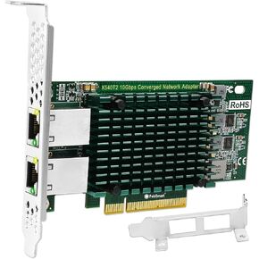 FebSmart PCIE X8 Interface to 2X 10Gbps RJ45 Ports Network Adapter, Intel X540-AT2 Ethernet Controller, 2X 10GbE RJ45 Interface PCIE NIC Card, PCI Express 10GbE Converged Network Adapter (X540T2)