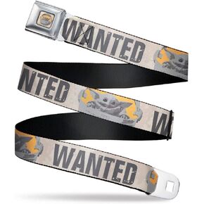 Star Wars Belt, Seatbelt Buckle Belt, Star Wars The Child Wanted Pod Pose Grunge Grays Yellow, Adjustable