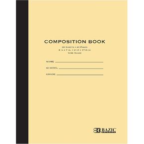 BAZIC Composition Book Wide Ruled 20 Sheet Manila Cover Notebook 8.5"x7", Journal Comp Lined Notebooks for Office School, 24-Pack