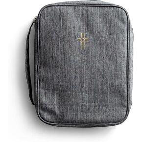 DaySpring - Gold Cross Canvas Bible Cover - Gray, 10.25 x 7.25 (J6693)