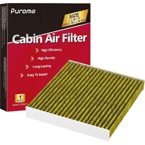 Puroma Cabin Air Filter with Activated Carbon Compatible with CP285, CF10285, Toyota Camry, RAV4, Highlander, Corolla, Sienna, Tundra, Prius, 4Runner, Subaru Outback, Lexus, Scion, Land Rover (Yellow)