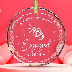 Gossby First Christmas Married Glass Ornament 2024 for Newlywed Couple - Christmas Just Married Gift Women Men - Wedding Xmas Gift Bride Groom Wife Husband - Year We Became Mr Mrs Xmas Tree Decor V1