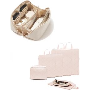 حقيبة مكياج للسفر و6 مجموعات من مكعبات التعبئة المضغوطة لحقيبة السفر، ومنظمات التعبئة لأساسيات السفر in Kuwait