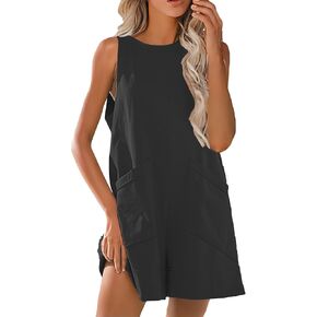 Womens Summer Casual Romper Stretchy Crew Neck Onsie Sleeveless Shorts Jumpsuits One Piece Overall With Pockets