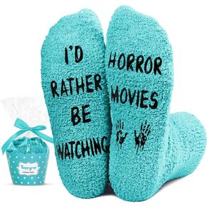 HAPPYPOP Horror Movie Gifts for Movie Lovers - Horror Scary Movie Night Gifts for Women Girls, Horror Movie Socks Green