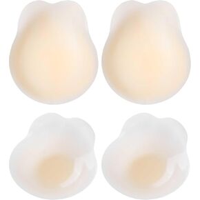 Adhensive Nipple Covers Lift Reusable Pasty 2Pairs Sticky Silicone Breast Pasties for Women Large
