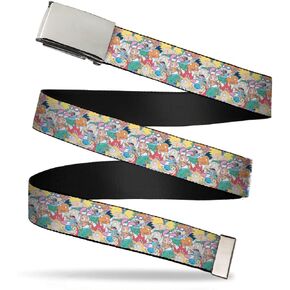 Nickelodeon mens Buckle-down Web Nick 90's Rewind 1.5" Belt, Multicolor, 1.5 Wide - Fits up to 42 Pant Size US