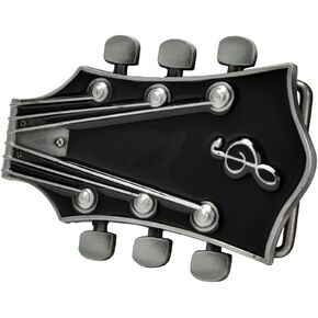 Adult Unisex Guitar Music Headstock Musician Base Belt Buckle Black