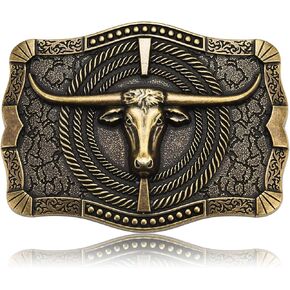 Western Belt Buckle for Men, Cowboy Antique Longhornn Bull Belt Buckles for Women Halloween Christmas